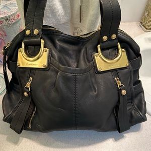 B Makowsky black leather handbag